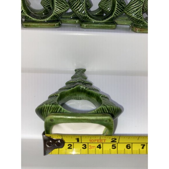 Vintage Ceramic Christmas Tree Napkin Rings Napkin Holders Set Of 12 - Picture 9 of 9